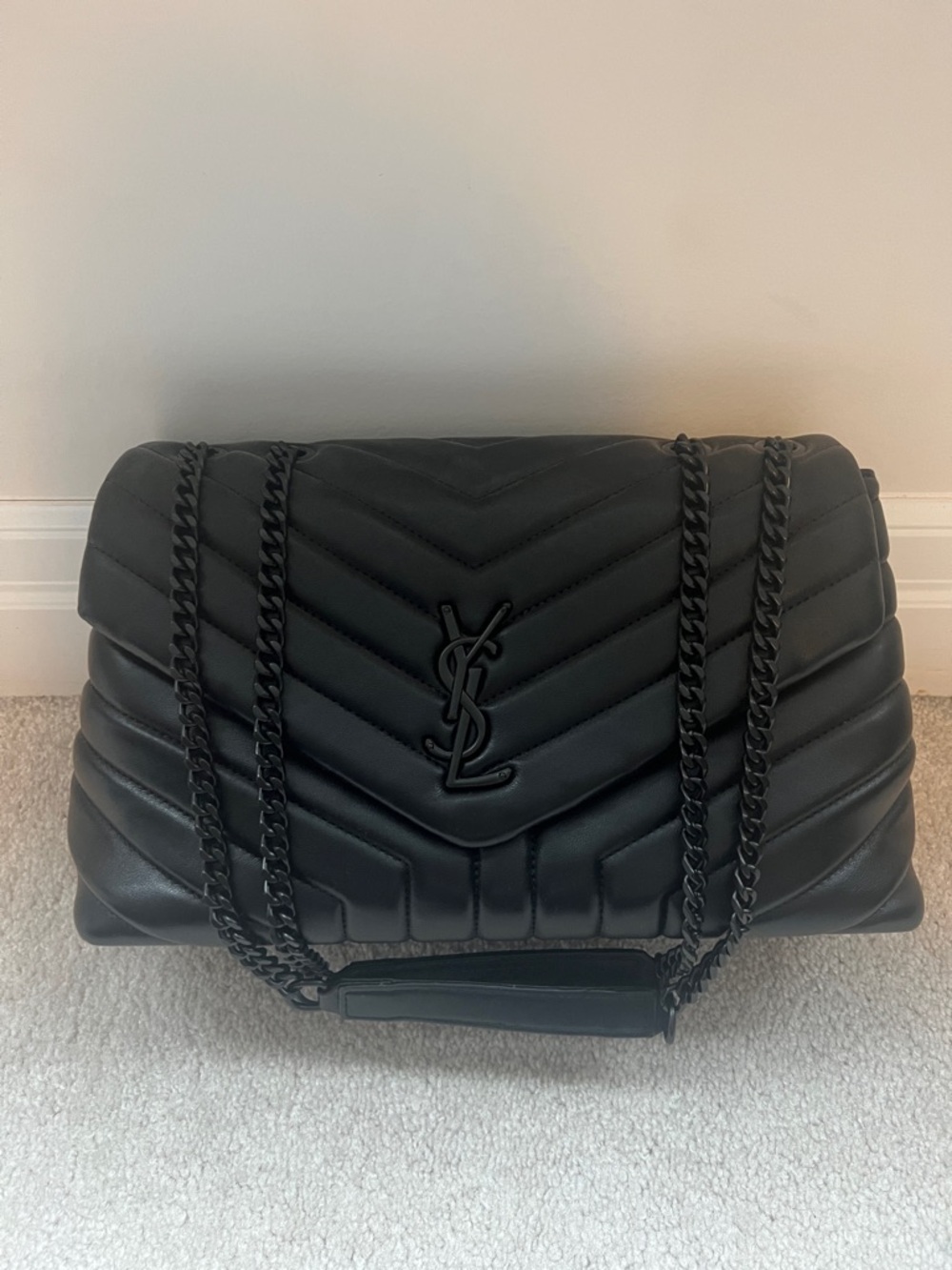 Black Quilted Envelope Shoulder Bag with Chain Strap
